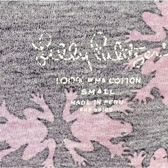 Lilly Pulitzer Basic Shirt Size S Pink Blue Frogs Pima Cotton V-Neck‎ Stretch - Picture 2 of 7